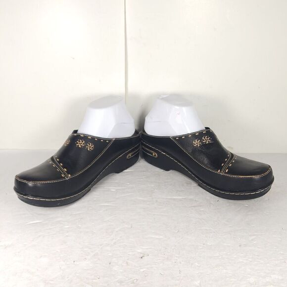 L'artiste Spring Step Women's Chino EU42 US11-11,5 Black Leather Floral Clogs - Picture 6 of 15